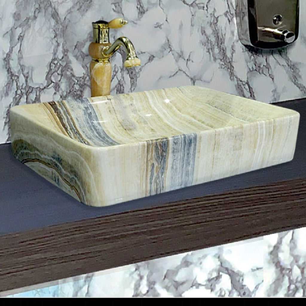 Toyo 447 Brown & Yellow Onyx Wash Basin