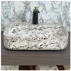 Toyo 456 White & Black Marble Glossy Wash Basin