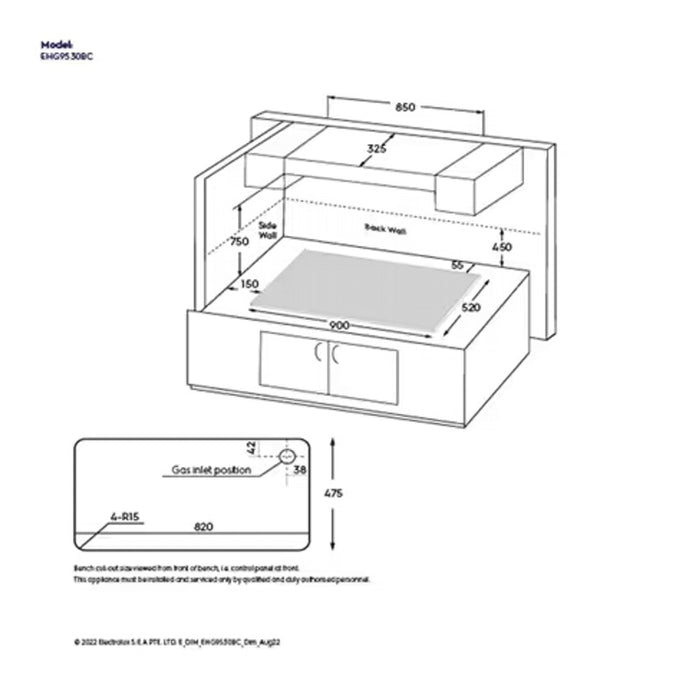 Electrolux 90cm Ultimate Taste 300 built-in gas hob